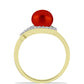 Anillo de Plata Bañada en Oro con Perla roja de río y Topacio Blanco
