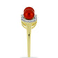 Anillo de Plata Bañada en Oro con Perla roja de río y Topacio Blanco