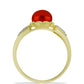 Anillo de Plata Bañada en Oro con Perla roja de río y Topacio Blanco