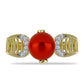 Anillo de Plata Bañada en Oro con Perla roja de río y Topacio Blanco