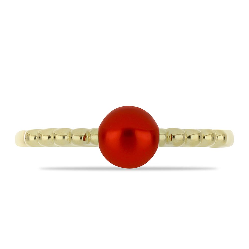 Anillo de Plata Bañada en Oro con Perla roja de río 1 