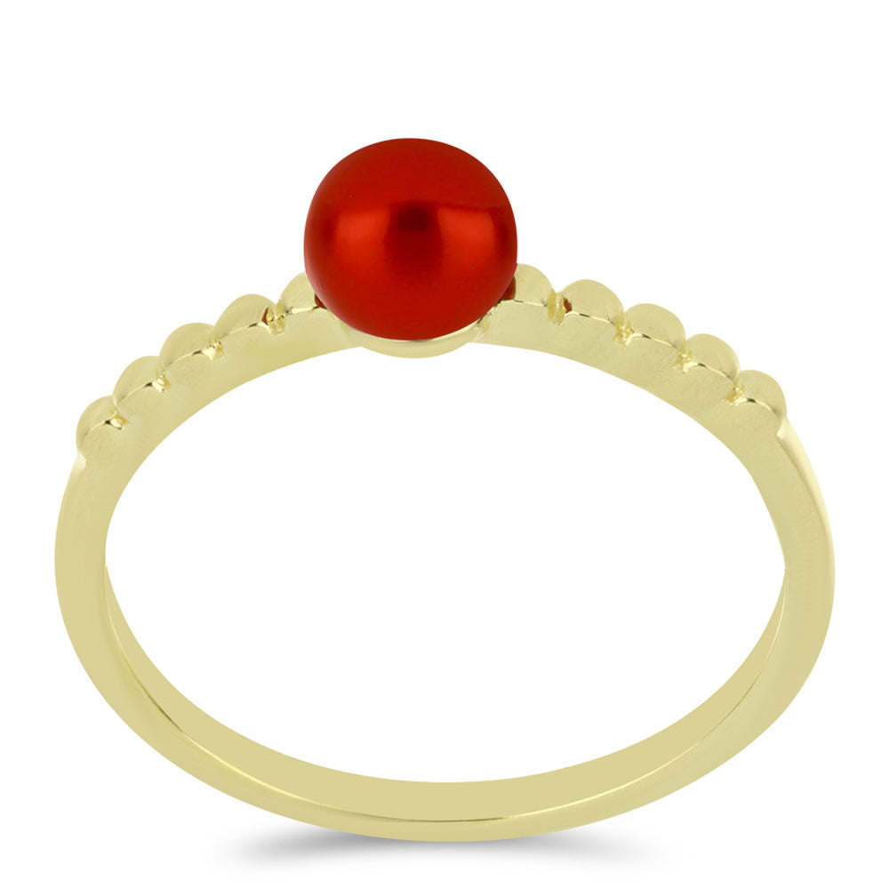 Anillo de Plata Bañada en Oro con Perla roja de río 3 