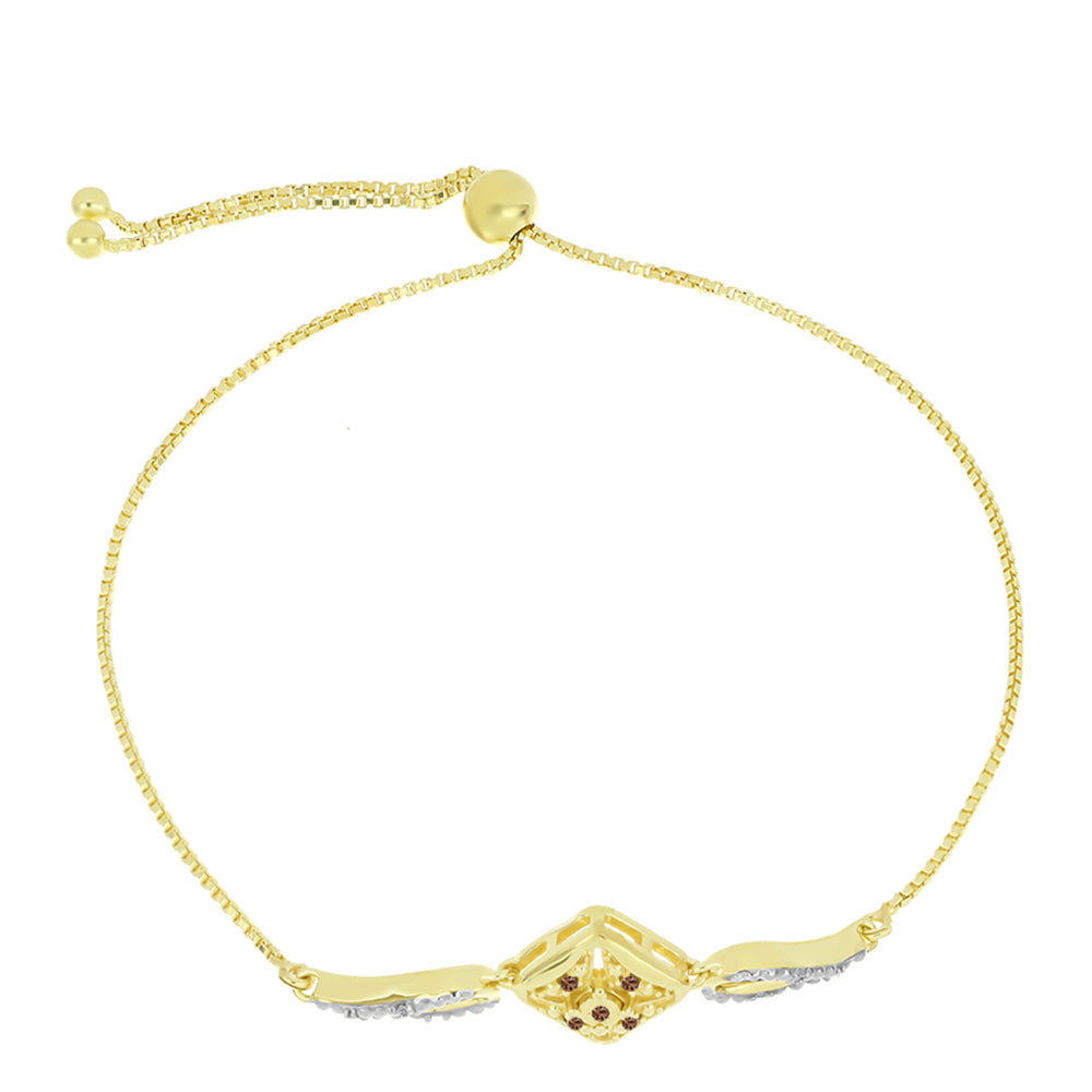 Pulsera de Plata Bañada en Oro con Diamante Champagne y Diamante blanco 2 