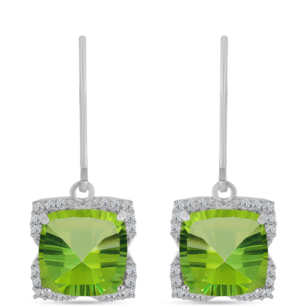 Pendientes de Plata con Cuarzo Verde Helecho y Topacio Blanco 1 