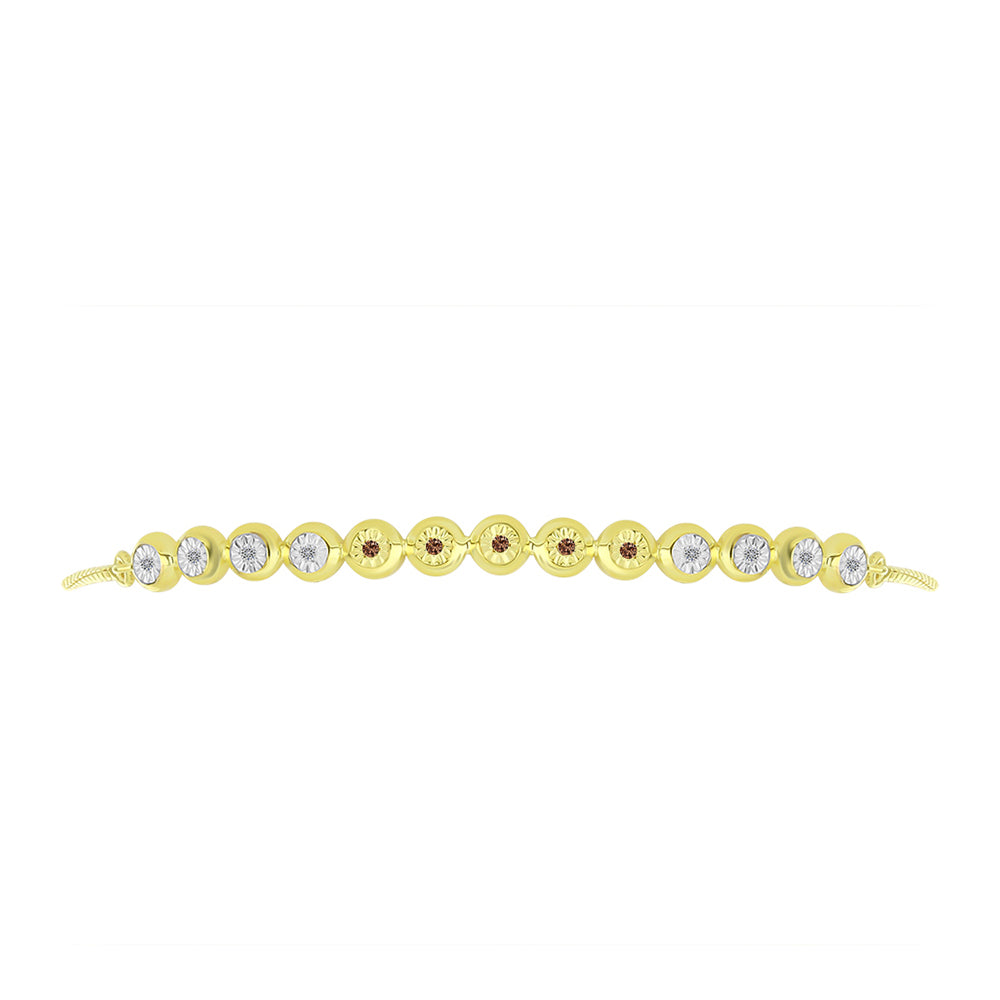 Pulsera de Plata Bañada en Oro con Diamante Champagne y Diamante blanco 2 