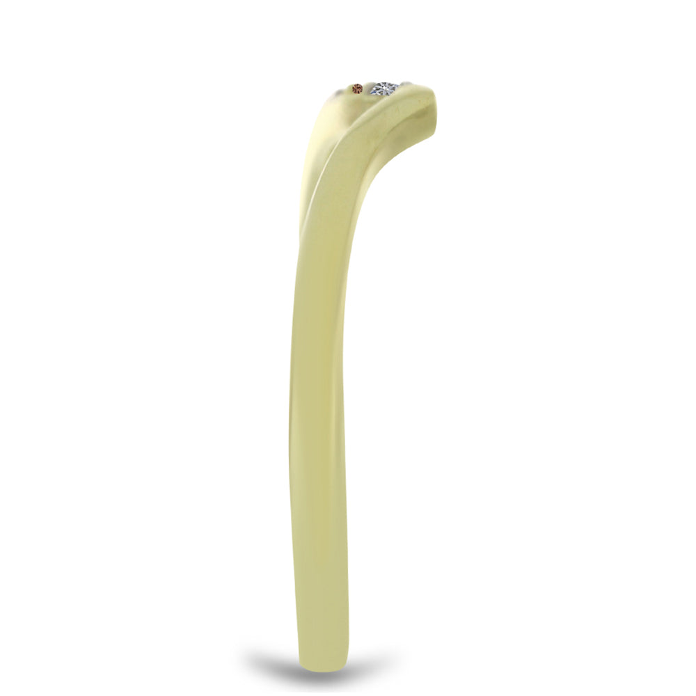 Anillo de Plata Bañada en Oro con Diamante Champagne y Diamante blanco