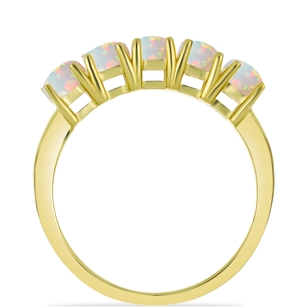 Anillo de Plata Bañada en Oro con Ópalo Welo 2 