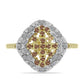 Anillo de Plata Bañada en Oro con Diamante Champagne y Diamante blanco