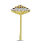 Anillo de Plata Bañada en Oro con Diamante Champagne y Diamante blanco