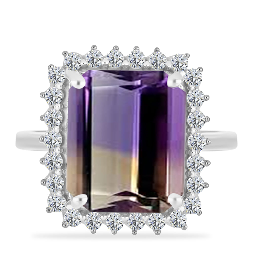 Anillo de Plata con Amatrino de Anahi y Topacio Blanco 1 