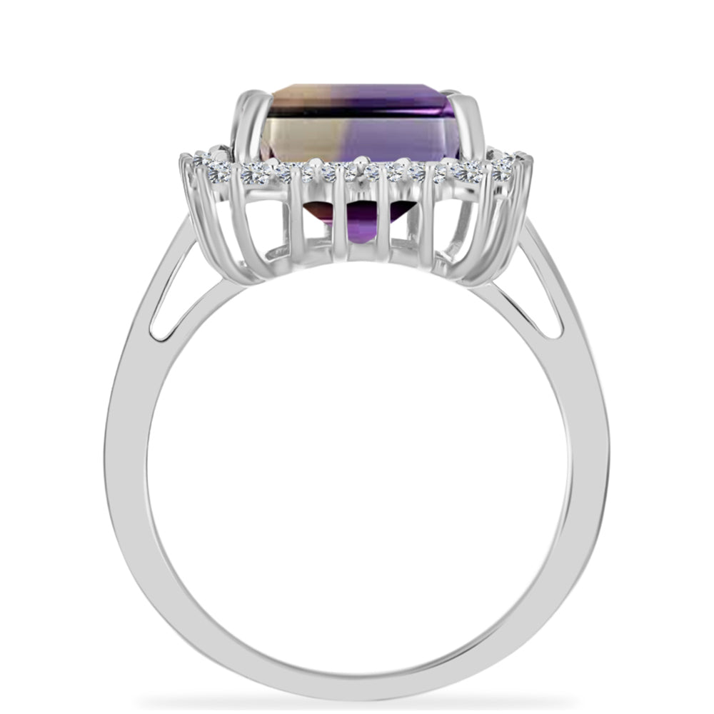 Anillo de Plata con Amatrino de Anahi y Topacio Blanco