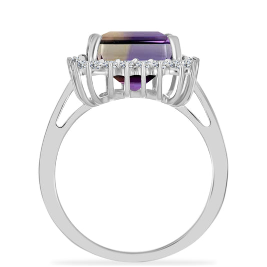 Anillo de Plata con Amatrino de Anahi y Topacio Blanco