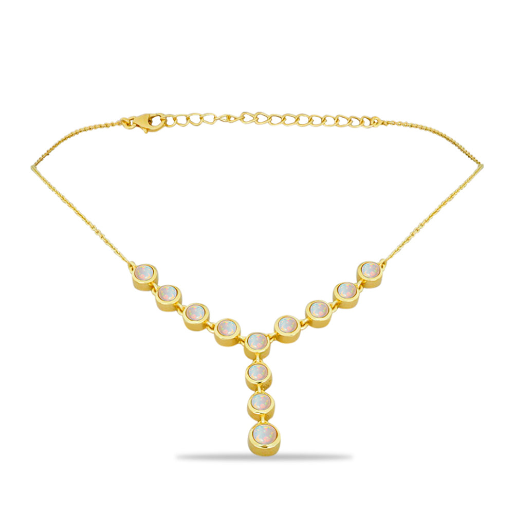 Collar de Plata Bañada en Oro con Ópalo Welo 1 