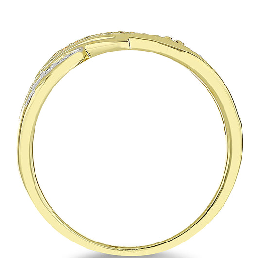Anillo de Plata Bañada en Oro con Diamante Champagne y Diamante blanco
