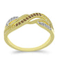 Anillo de Plata Bañada en Oro con Diamante Champagne y Diamante blanco