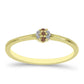 Anillo de Plata Bañada en Oro con Diamante Champagne y Diamante blanco