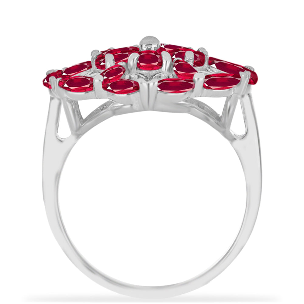 Anillo de Plata con Rubí de Madagascar y Diamante blanco