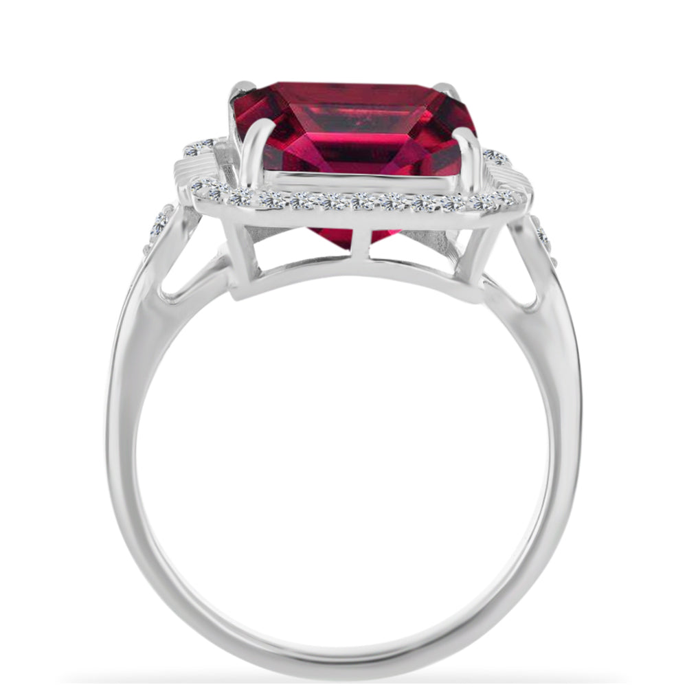 Anillo de Plata con Rubí de Madagascar y Diamante blanco