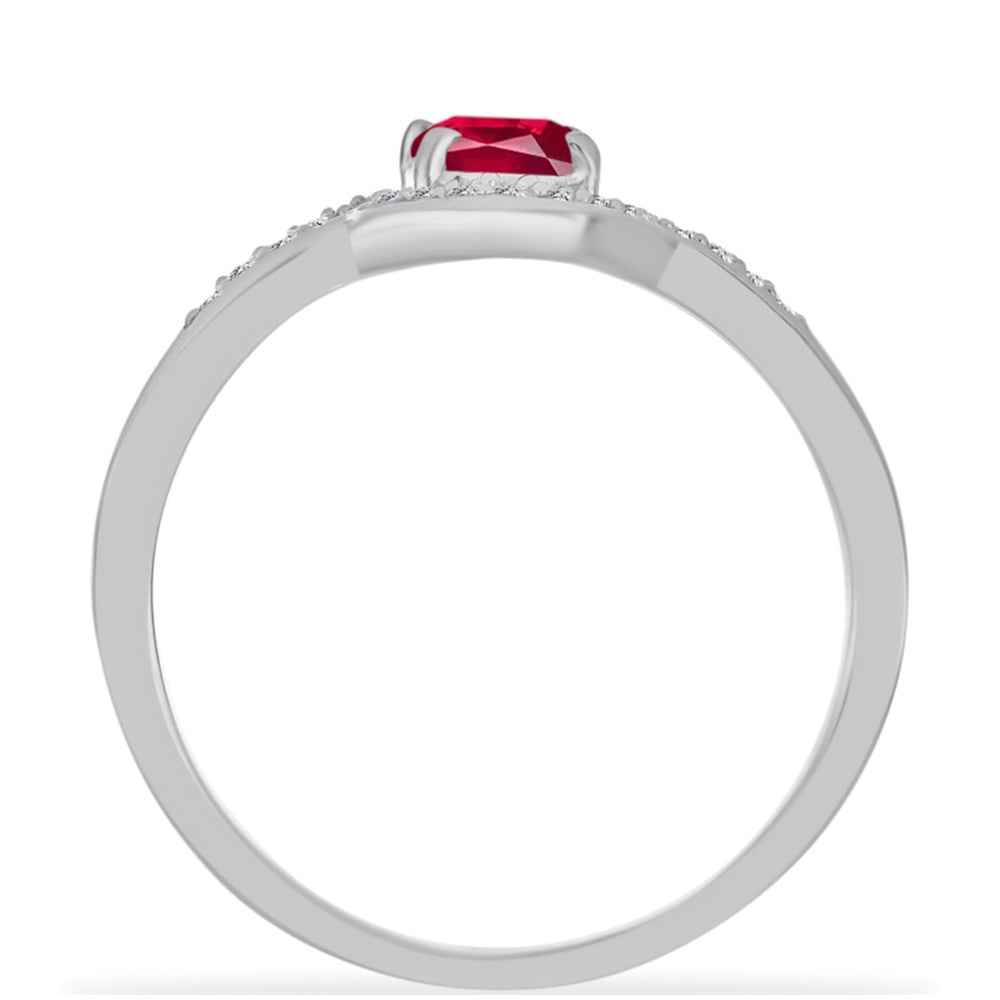 Anillo de Plata con Rubí de Madagascar y Diamante blanco