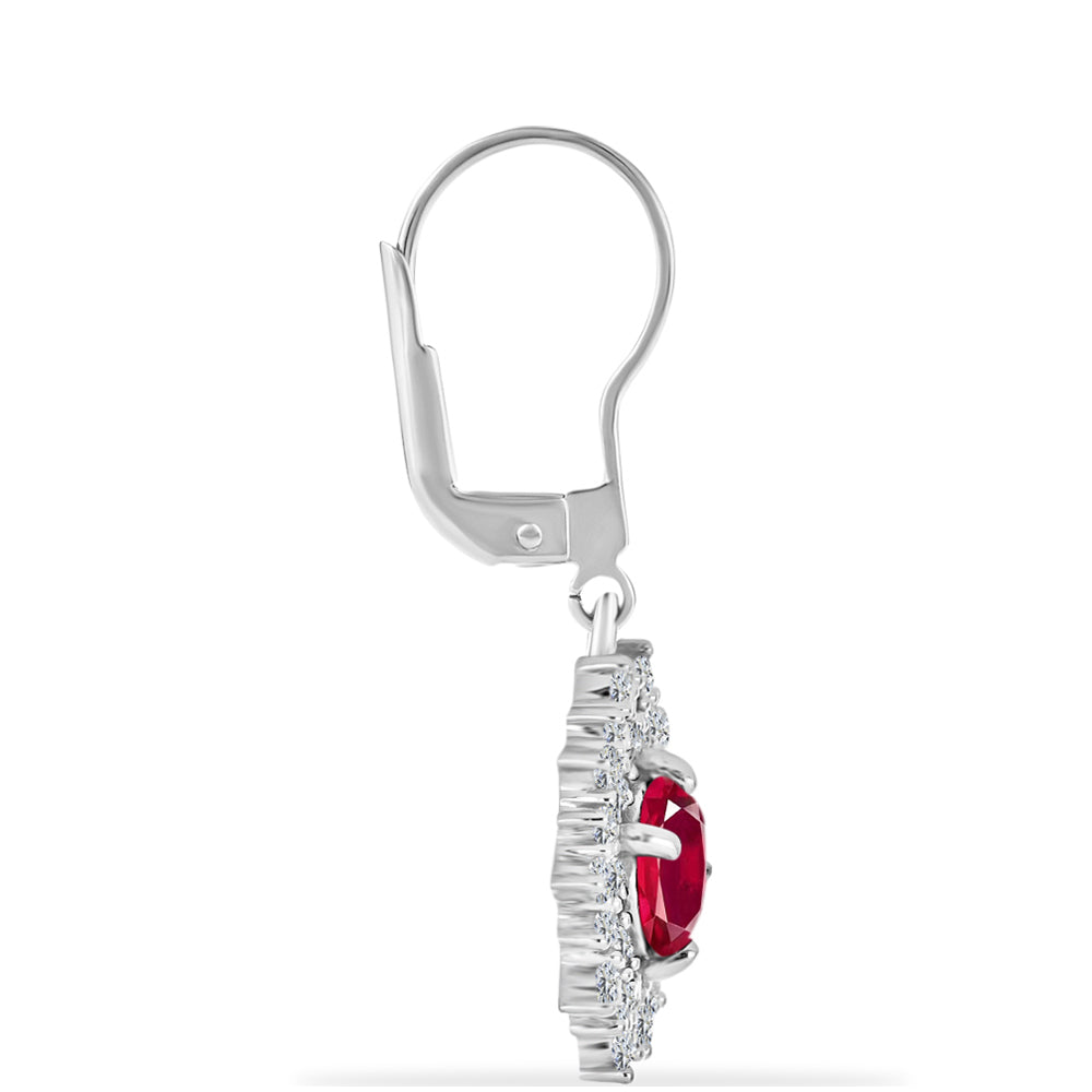 Pendientes de Plata con Rubí de Madagascar y Diamante blanco 2 