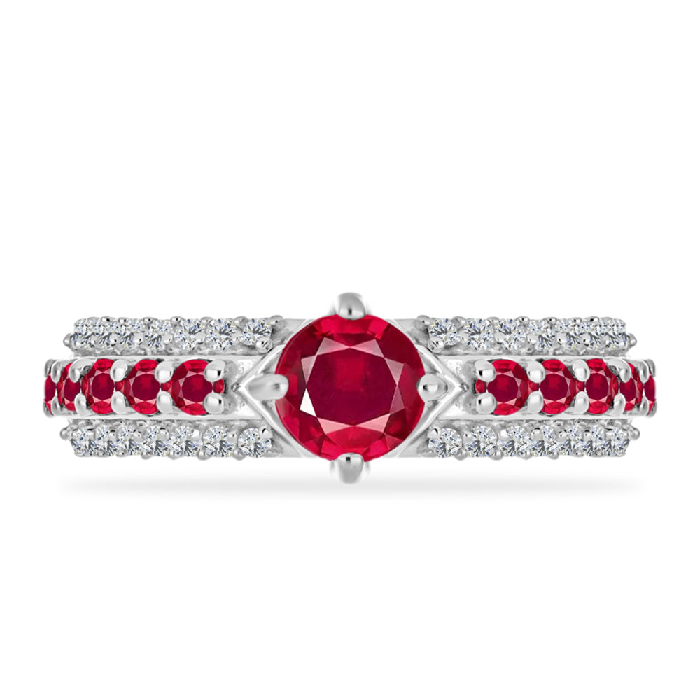 Anillo de Plata con Rubí de Madagascar y Diamante blanco