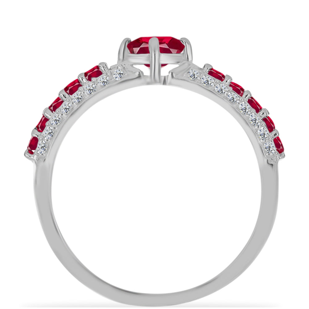Anillo de Plata con Rubí de Madagascar y Diamante blanco