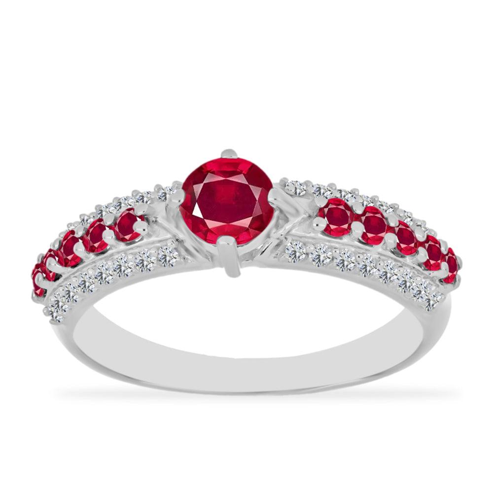 Anillo de Plata con Rubí de Madagascar y Diamante blanco