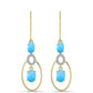 Pendientes de Plata Bañada en Oro con Calcedonia Aqua y Topacio Blanco