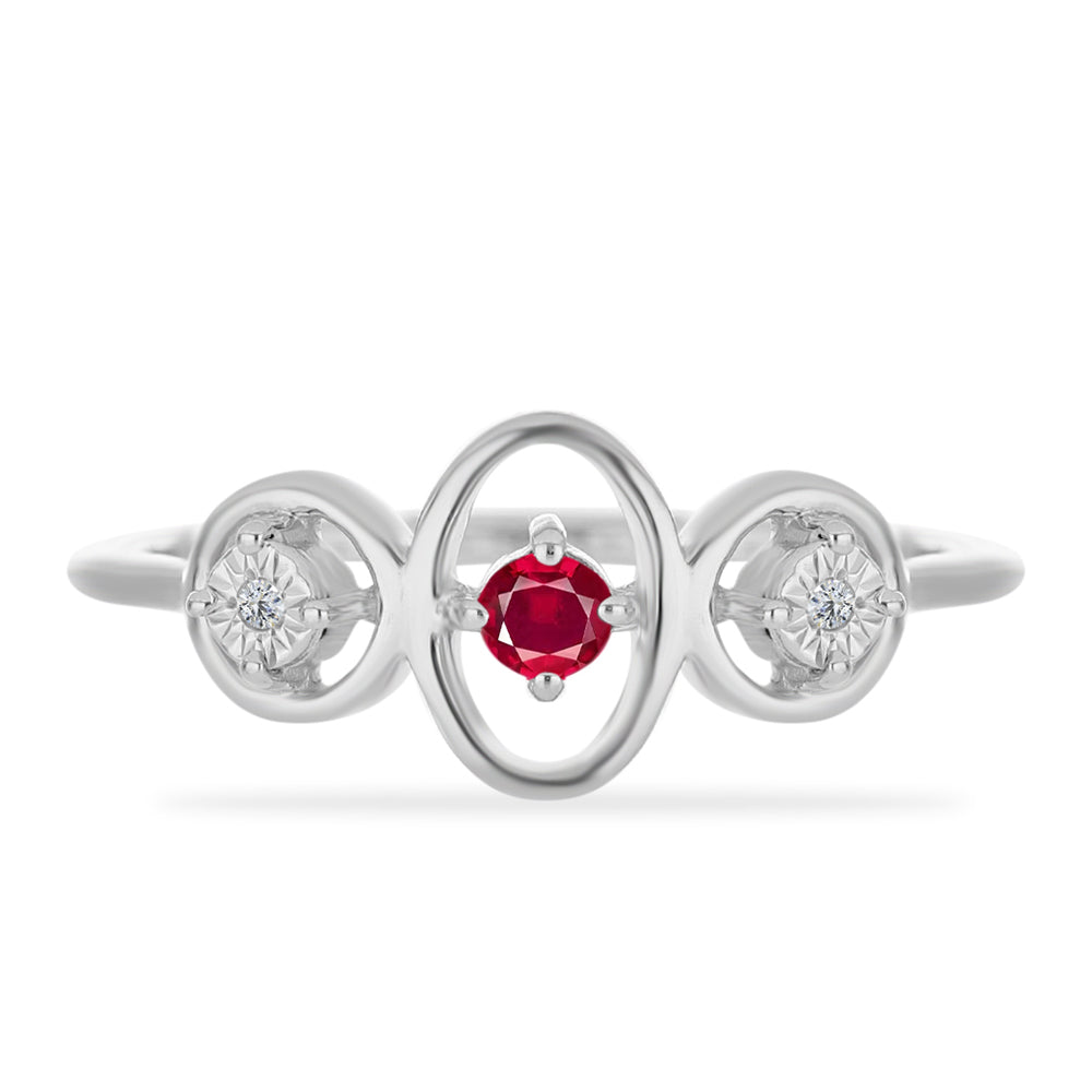 Anillo de Plata con Rubí de Madagascar y Diamante blanco