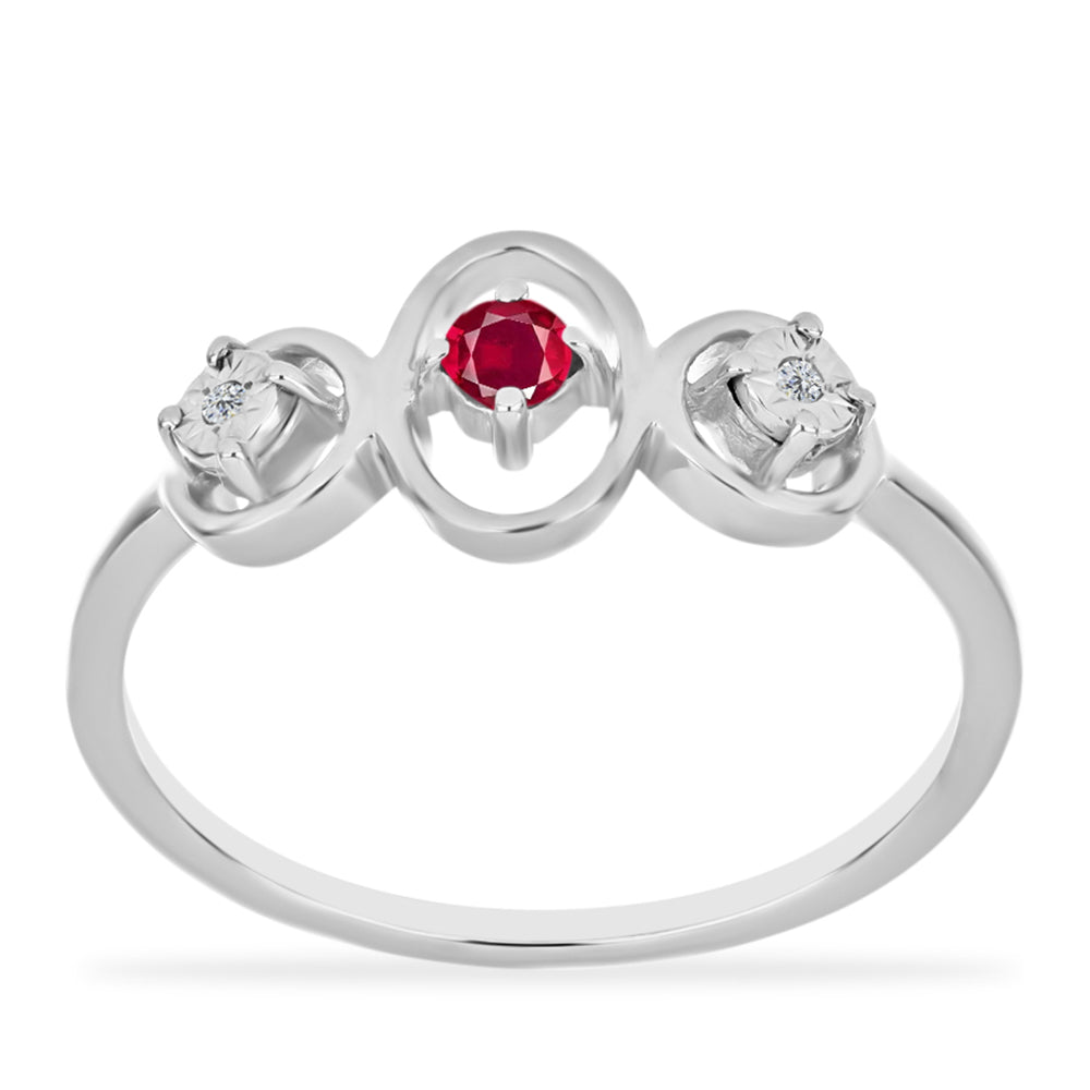 Anillo de Plata con Rubí de Madagascar y Diamante blanco
