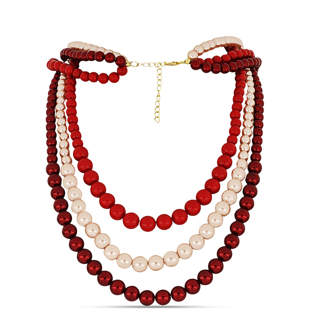 Collar de Plata Bañada en Oro con Perlas Melocotón