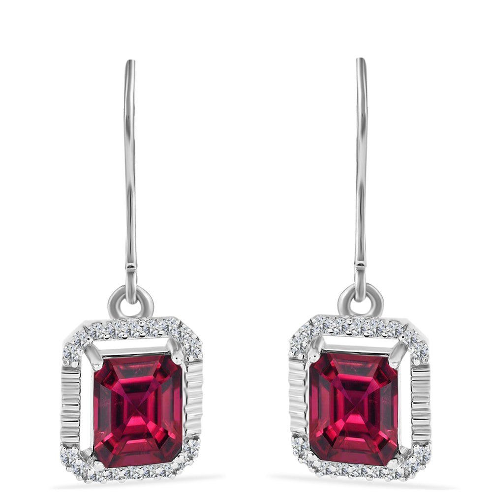 Pendientes de Plata con Rubí de Madagascar y Diamante blanco 1 