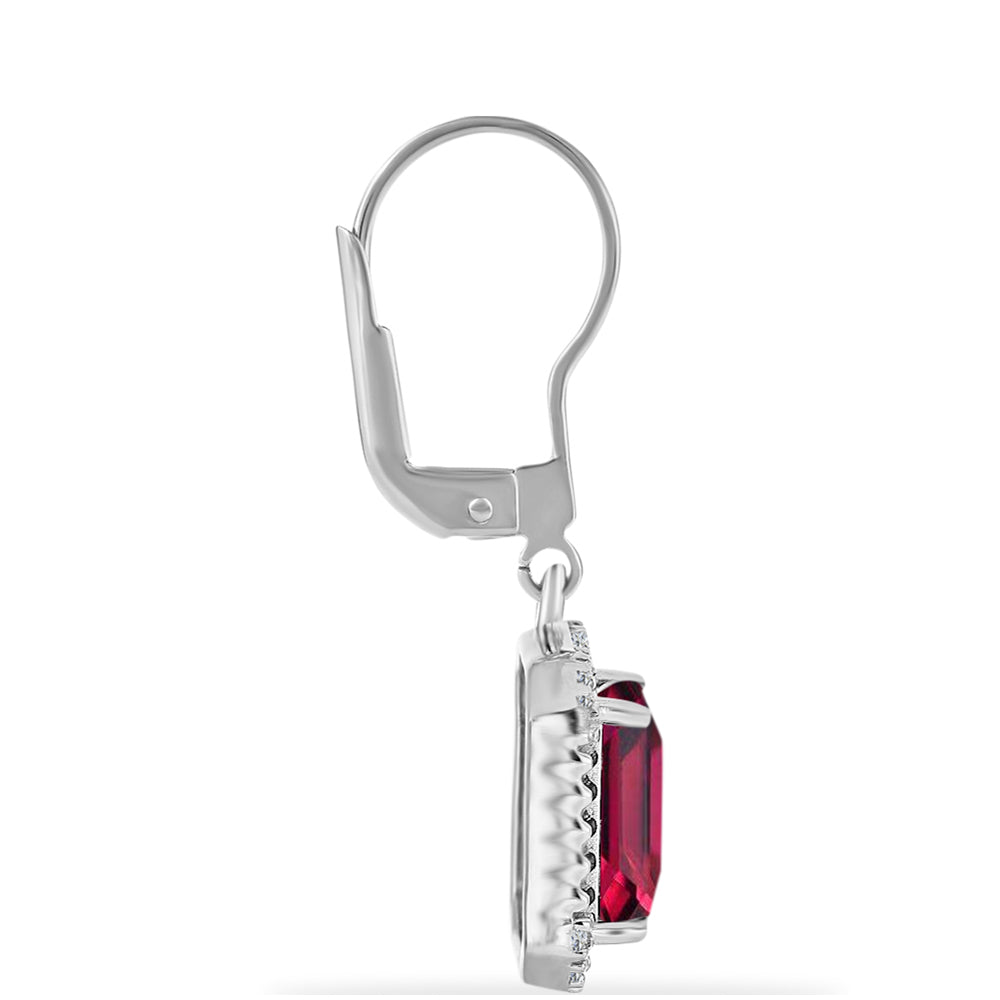 Pendientes de Plata con Rubí de Madagascar y Diamante blanco 2 