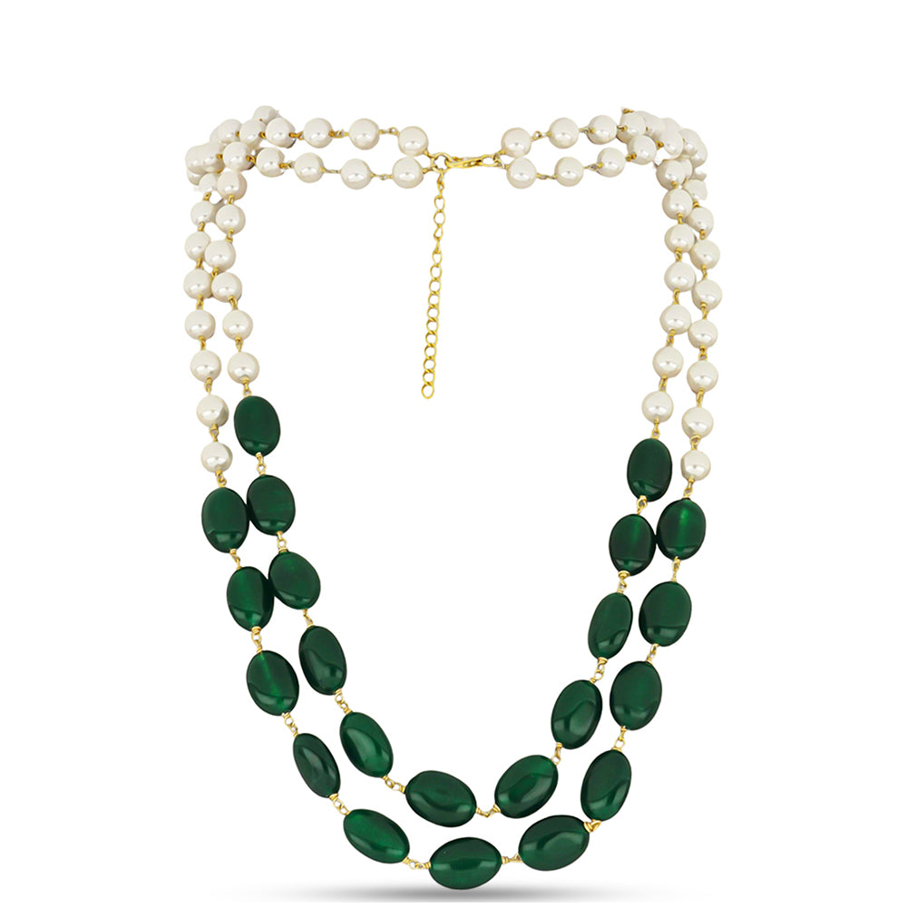 Collar de Plata Bañada en Oro con Jadeíta verde del Río Marsden y Perla de Agua Dulce 1 