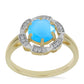 Anillo de Plata Bañada en Oro con Calcedonia Aqua y Topacio Blanco