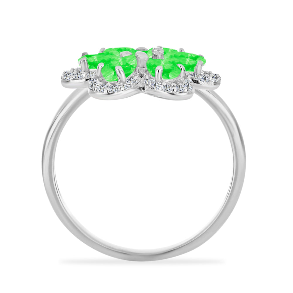 Anillo de Plata con Ópalo Hialita y Topacio Blanco