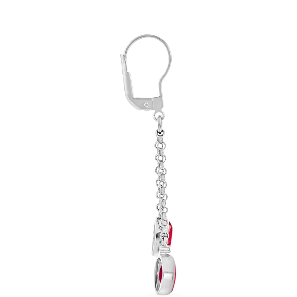 Pendientes de Plata con Rubí de Madagascar y Diamante blanco 2 
