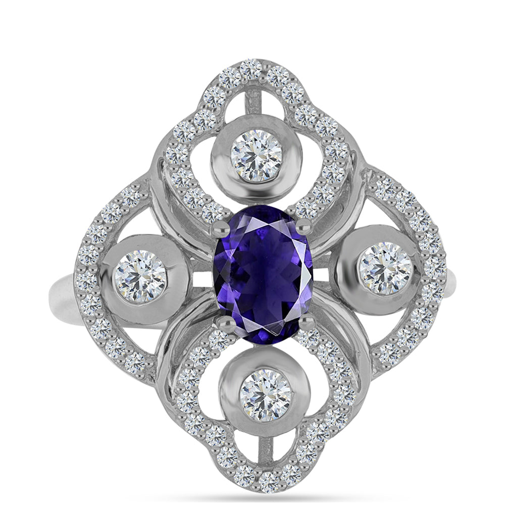 Anillo de Plata con Lolita y Topacio Blanco 1 
