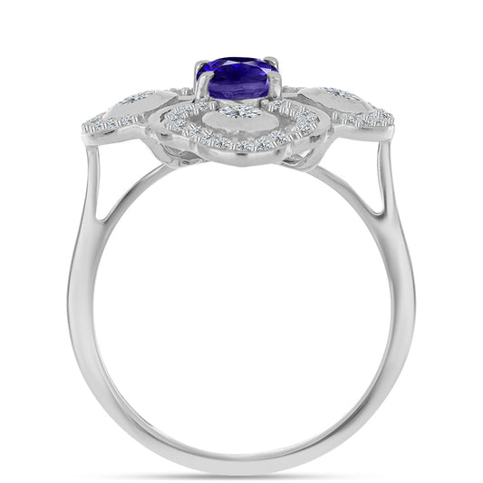 Anillo de Plata con Lolita y Topacio Blanco