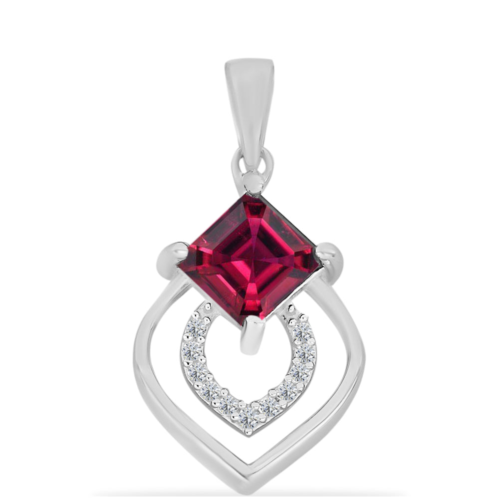 Colgante de Plata con Rubí de Madagascar y Diamante blanco 1 