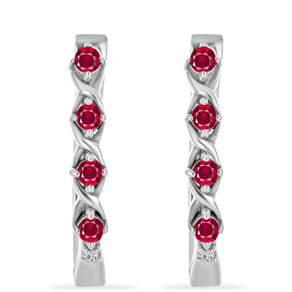 Pendientes de Plata con Rubí de Madagascar y Diamante blanco 1 