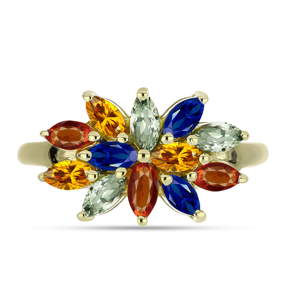 Anillo de Plata Bañada en Oro con Zafiro Arco Iris Rosebery 1 