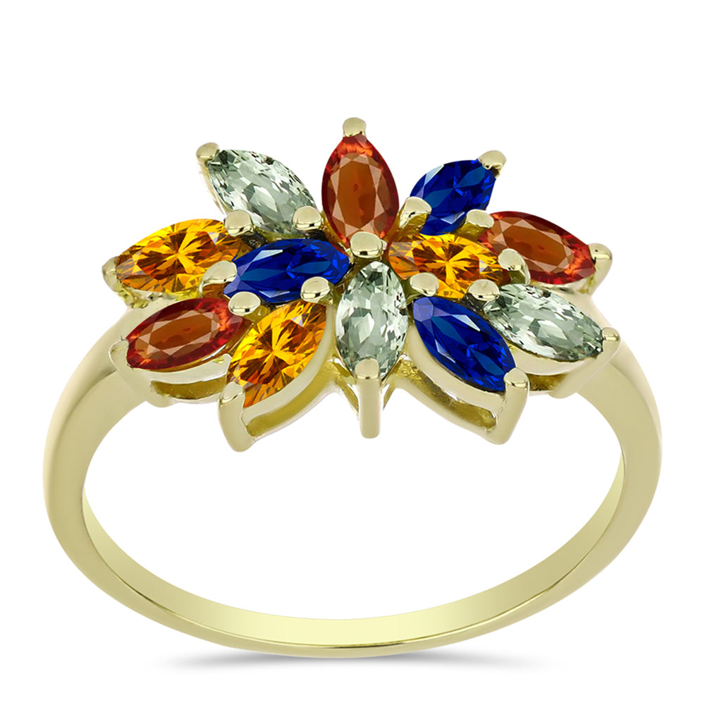 Anillo de Plata Bañada en Oro con Zafiro Arco Iris Rosebery 3 