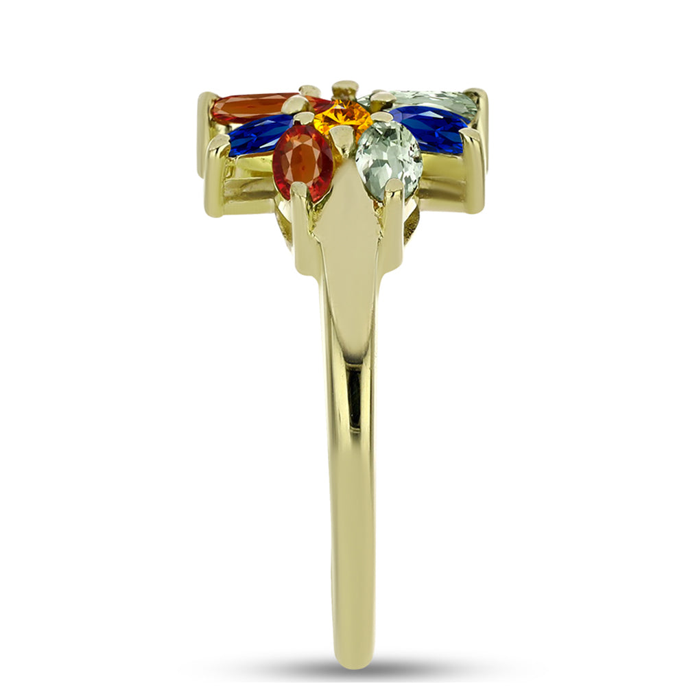 Anillo de Plata Bañada en Oro con Zafiro Arco Iris Rosebery 4 