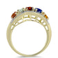 Anillo de Plata Bañada en Oro con Zafiro Arco Iris Rosebery y Topacio Blanco