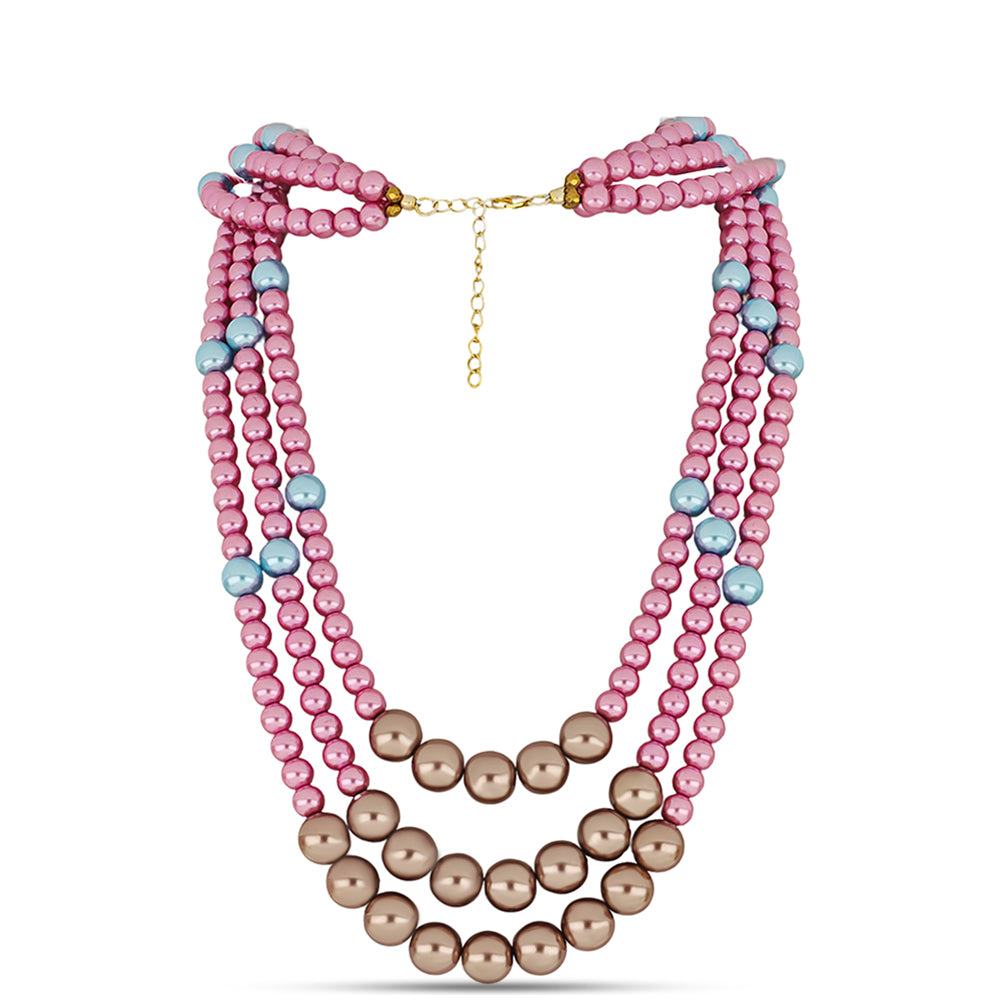 Collar de Plata Bañada en Oro con Perla Azul de Agua dulce y Perla rosa de río 1 
