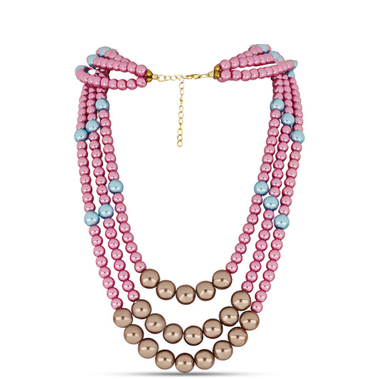 Collar de Plata Bañada en Oro con Perla Azul de Agua dulce y Perla rosa de río