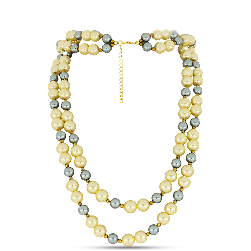 Collar de Plata Bañada en Oro con Perla de río gris y Perla Amarillo de Agua dulce 1 