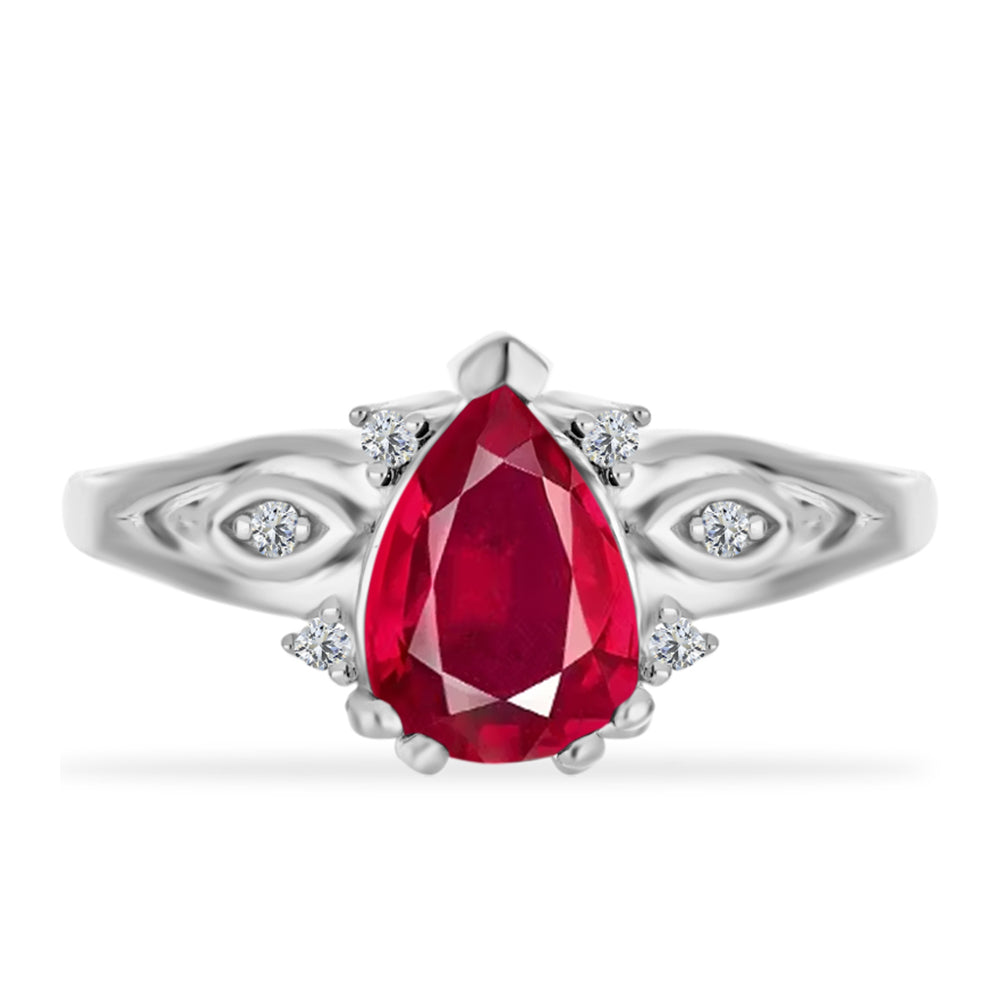 Anillo de Plata con Rubí de Madagascar y Diamante blanco