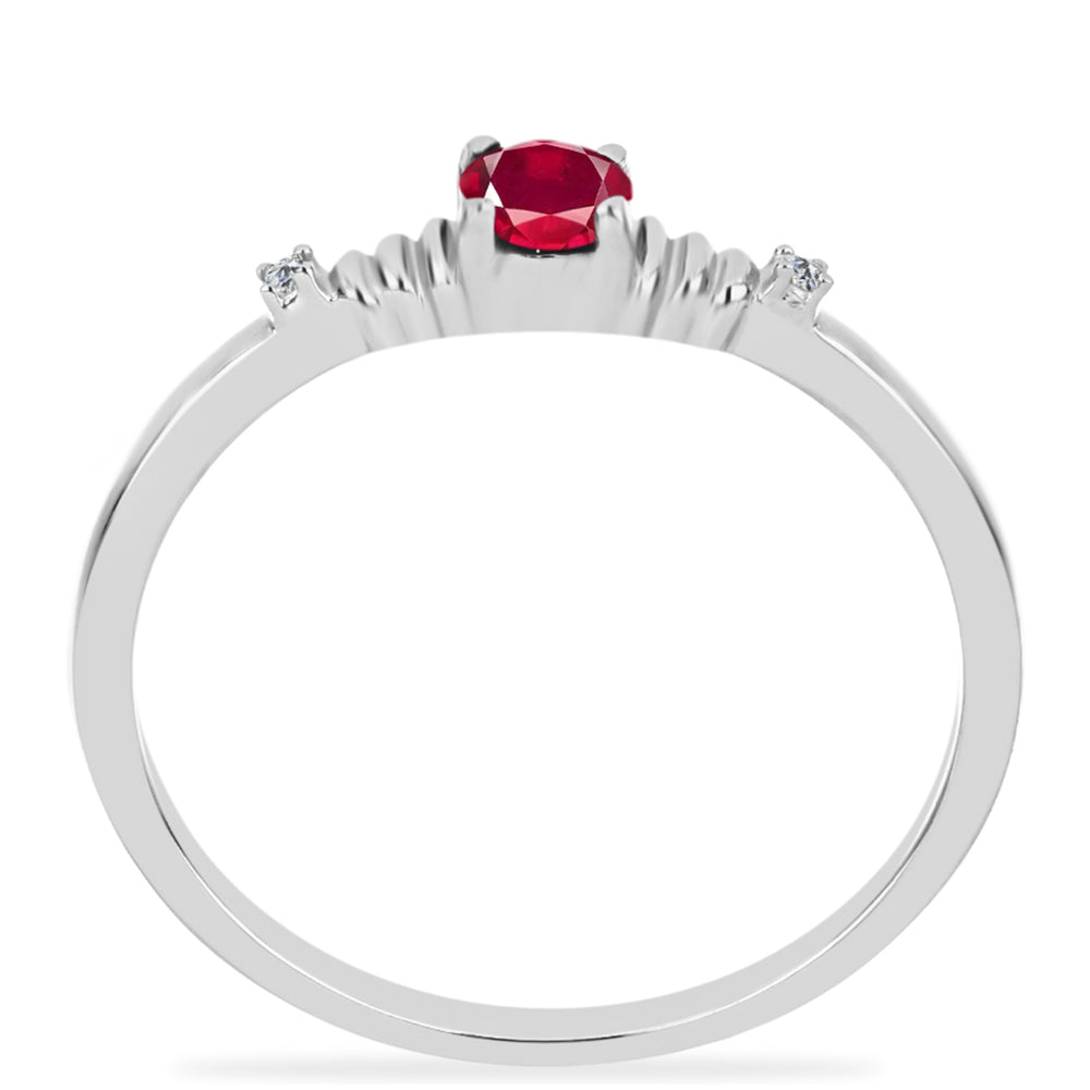 Anillo de Plata con Rubí de Madagascar y Diamante blanco